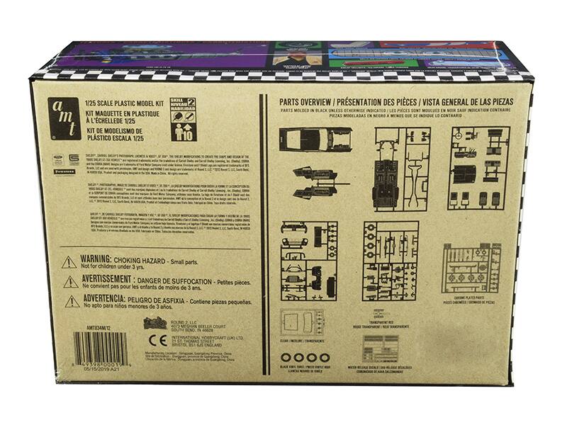 Sure, here is the corrected and grouped text from the image:

---

**a m t**

**1/25 SCALE PLASTIC MODEL KIT**  
KIT MAQUETTE EN PLASTIQUE A L'ÉCHELLE 1/25  
KIT DE MODELISMO DE PLÁSTICO ESCALA 1/25

**SKILL**  
NIVEAU DE DIFFICULTÉ  
NIVEAU DE DIFICULTAD  
NIVEAU DE DIFFICULTÉ

**PARTS OVERVIEW / PRÉSENTATION DES PIÈCES / VISTA GENERAL DE LAS PIEZAS**  
PARTS MOLDED IN BLACK UNLESS OTHERWISE INDICATED  
PIECES MOLÉDULÉES EN NOIR SAUF INDICATION CONTRAIRE  
PIEZAS MOLDEADAS EN NEGRO A MENOS QUE SE INDIQUE LO CONTRARIO

**WARNING: CHOKING HAZARD - Small parts. Not for children under 3 yrs.**  
AVERTISSEMENT: DANGER DE SUFFOCATION - Petites pièces. Ne convient pas pour les enfants de moins de 3 ans.  
ADVERTENCIA: PELIGRO DE ASFIX