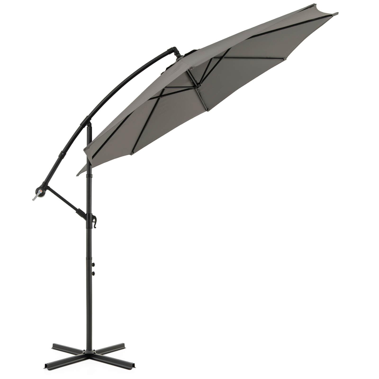 Costway - 10FT Patio Offset Umbrella, Outdoor Cantilever Umbrella with Easy Tilt Adjustment & 8 Ribs - Gray price history on PriceWatchPro