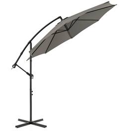 Costway - 10FT Patio Offset Umbrella, Outdoor Cantilever Umbrella with Easy Tilt Adjustment & 8 Ribs - Gray