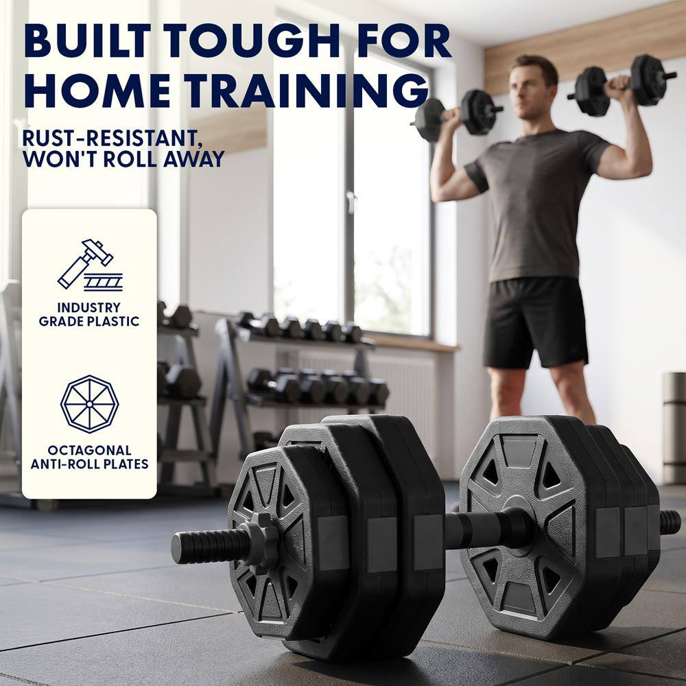 BUILT TOUGH FOR HOME TRAINING  
RUST-RESISTANT, WON'T ROLL AWAY  

INDUSTRY GRADE PLASTIC  
OCTAGONAL ANTI-ROLL PLATES