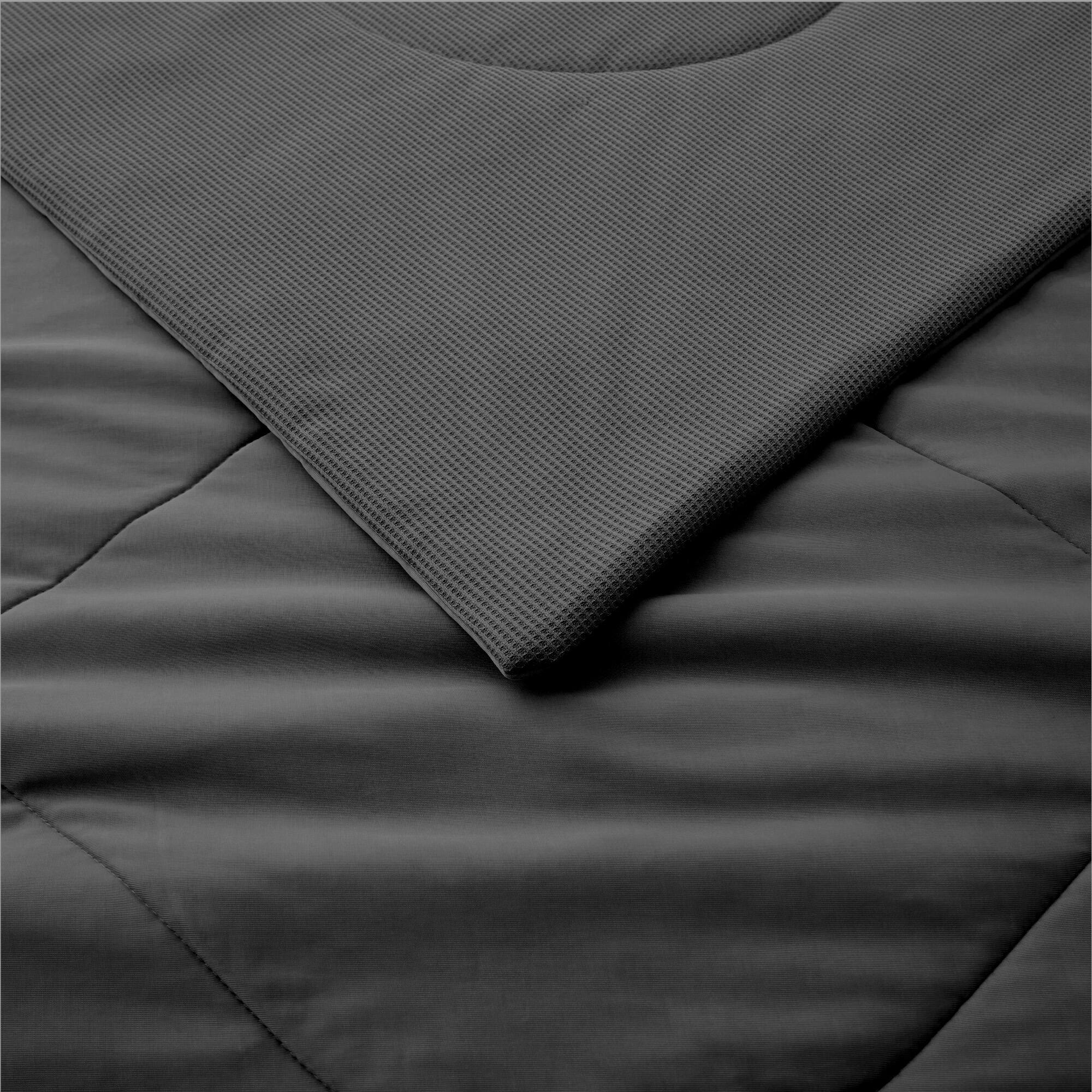 Alt View 2. Peace Nest - Peace Nest Lightweight Cooling Waffle Blanket Summer Reversible Comfort for Hot Sleepers, Dark Gray, King - Dark Gray.