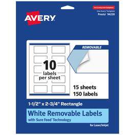 Avery - Removable Rectangle Labels, 1.5" x 2.75", 150ct - White