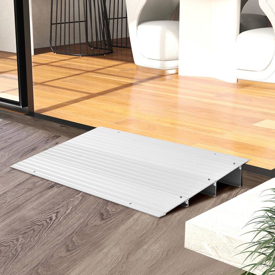 High Rise Ramps Gymax 3'' Door Threshold Ramp Aluminum Adjustable Rise Entry Ramp for ...