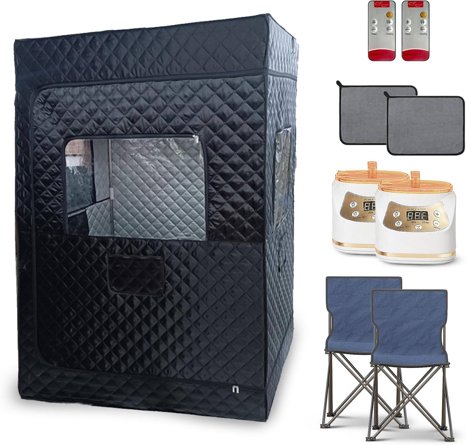 Alt View 2. Circus Cirle - 2-Person Portable Sauna Box for Home with Remote Control - Black.