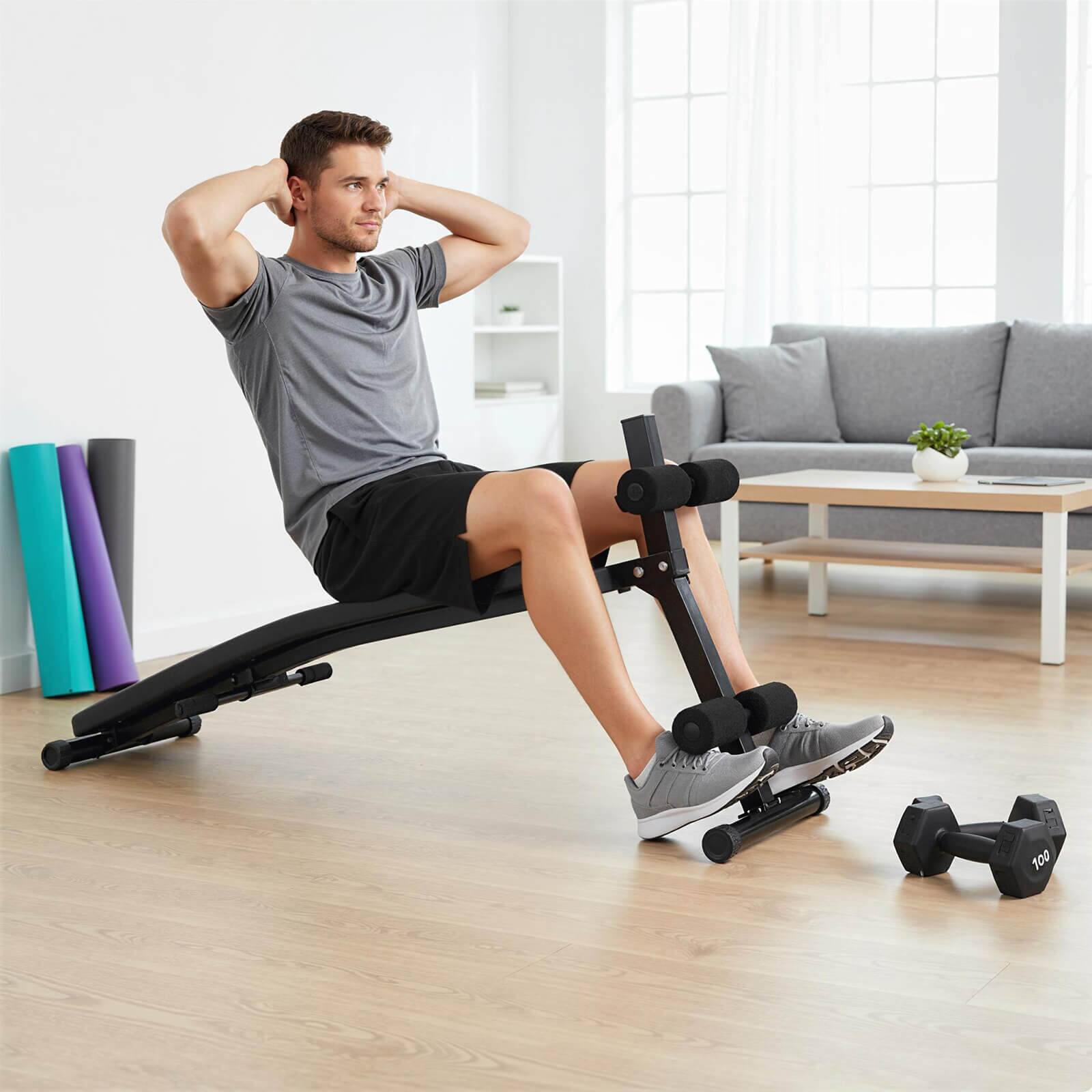 Alt View 1. Costway - Costway Full Body Sit Up Bench, Abdominal Workout Bench with 5-Position Adjustable Height - Black.