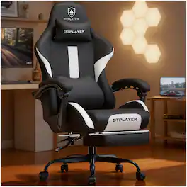 CloudRest Pro - Ergonomic Gaming Chair with Headrest & Lumbar Support for Back Pain Relief Breathable Fabric Computer Chair - White