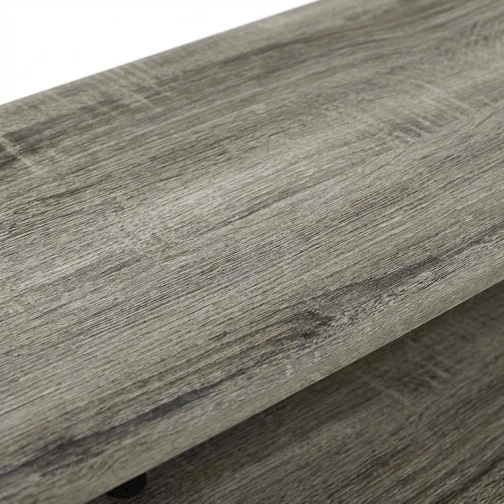 Alt View 4. FurniFact - Gray open shelving TV stand, 55-inch displays, solid rubberwood - Gray.