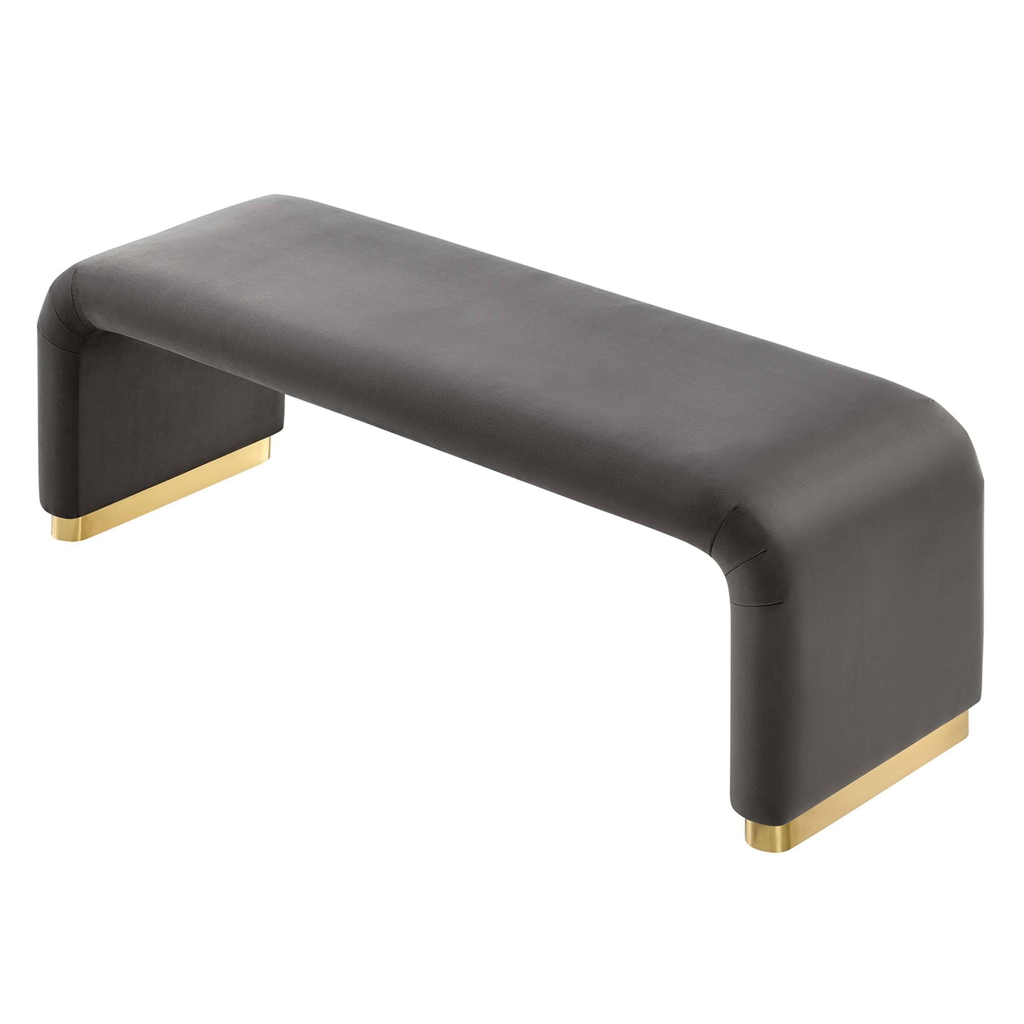 Alt View 2. Modway - Koda Performance Velvet Waterfall Long Bench by Modway - Gray.