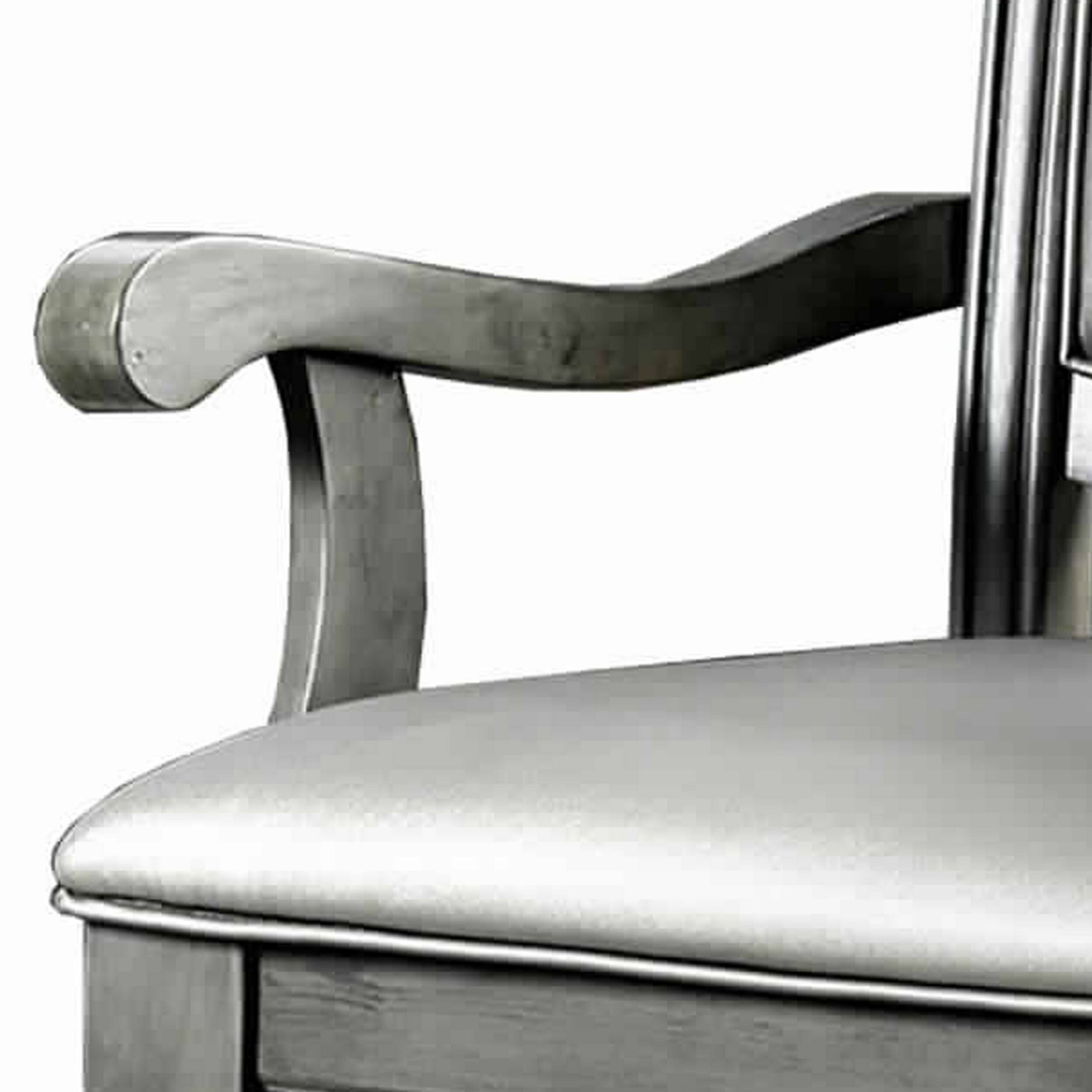 Alt View 3. Manhattan Lane - Traditional Style Wooden Arm Chair With Leatherette Cushions In Gray, Set Of 2 - Gray.