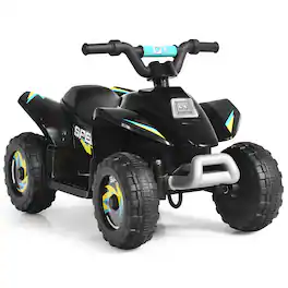 Costway - 6V Kids Electric Quad ATV 4 Wheels Ride On Toy Toddlers Forward&Reverse - Black