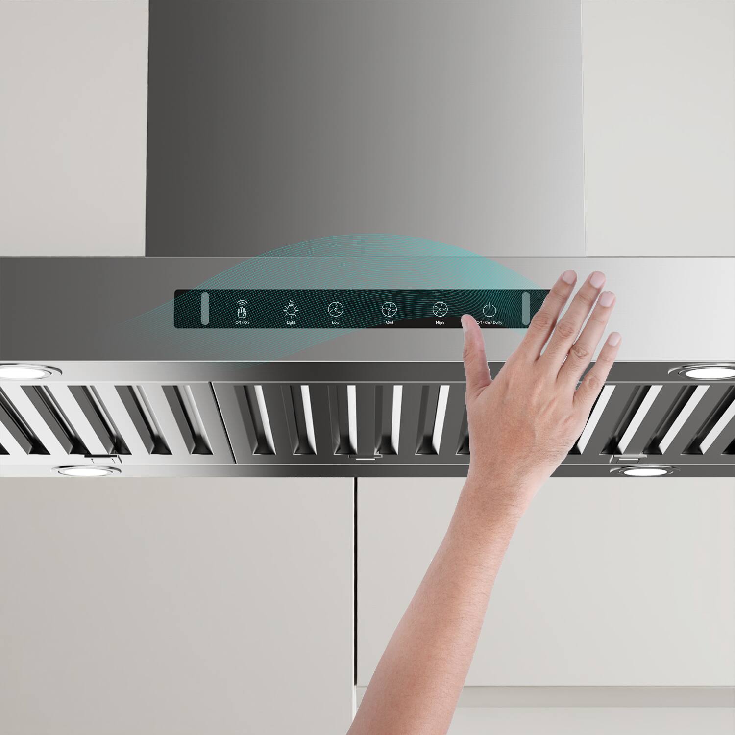 Alt View 10. VIKIO - 30 inch Ducted 700-CFM Stainless steel Island Range Hood with Charcoal Filter - Stainless steel.