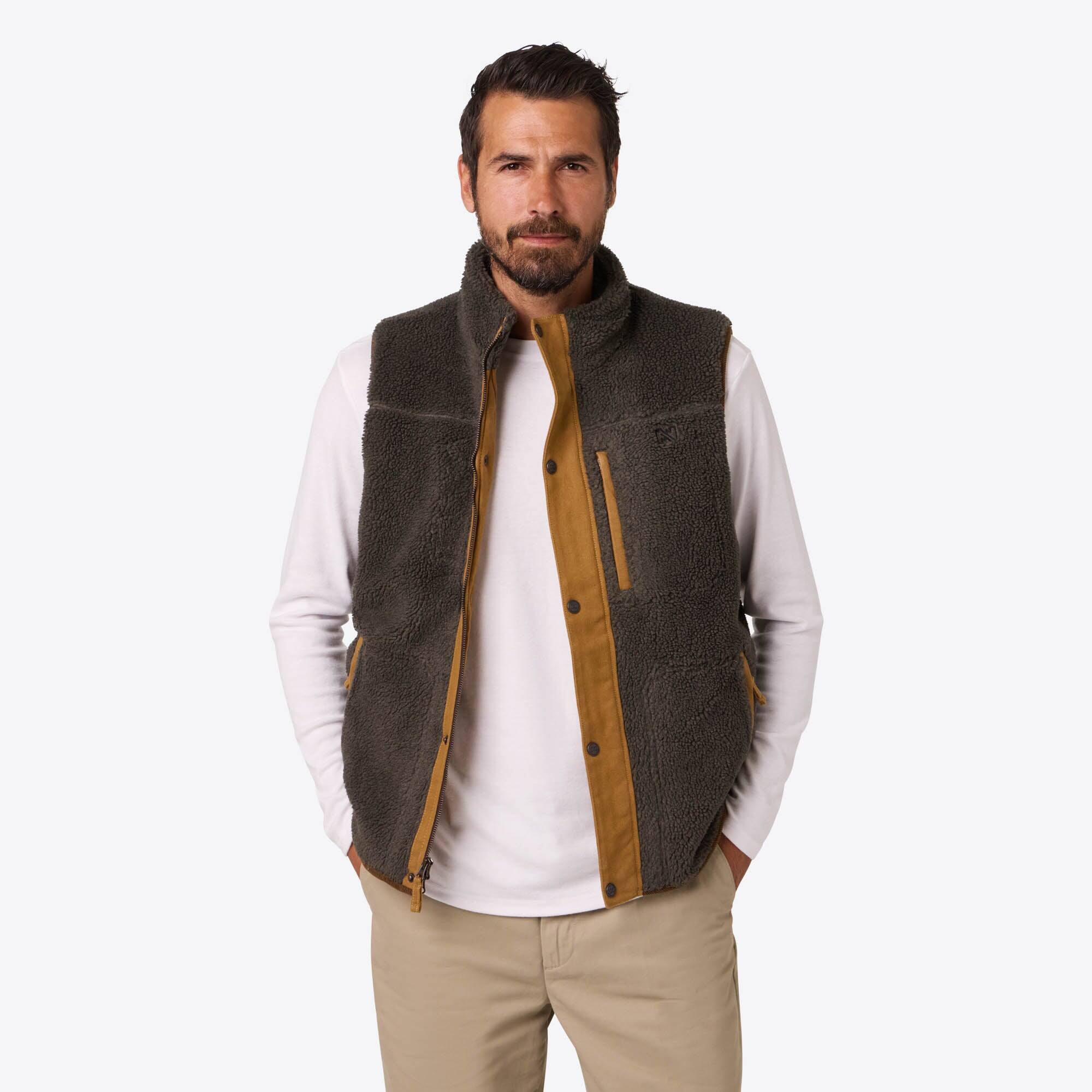 Front. Mobile Warming - Men's Ranch Sherpa Heated Vest - Charcoal.