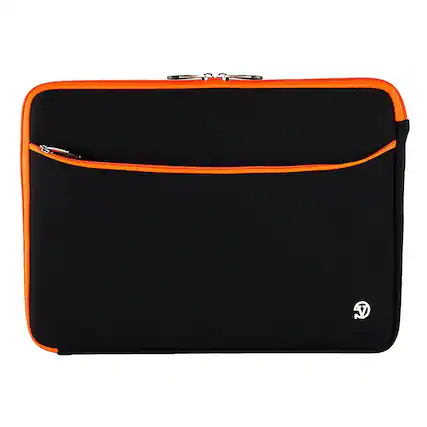 Front. Kitcheniva - Universal Laptop Neoprene Sleeve Carry Case Zipper Bag 13" Black/Orange - Black/Orange.