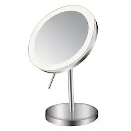 Whitehaus - Round Freestanding Led 5X Magnified Mirror - Silver