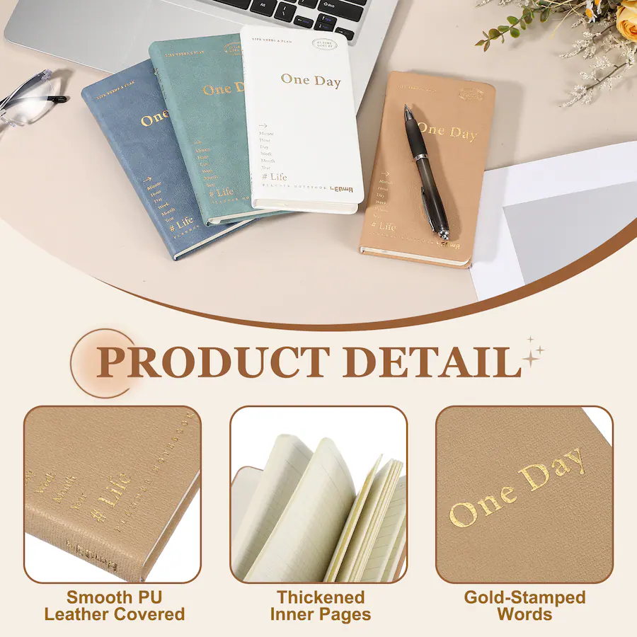Unique Bargains 2pcs Planner Notebook, 7x3.8 Inch 96 Sheets Undated ...