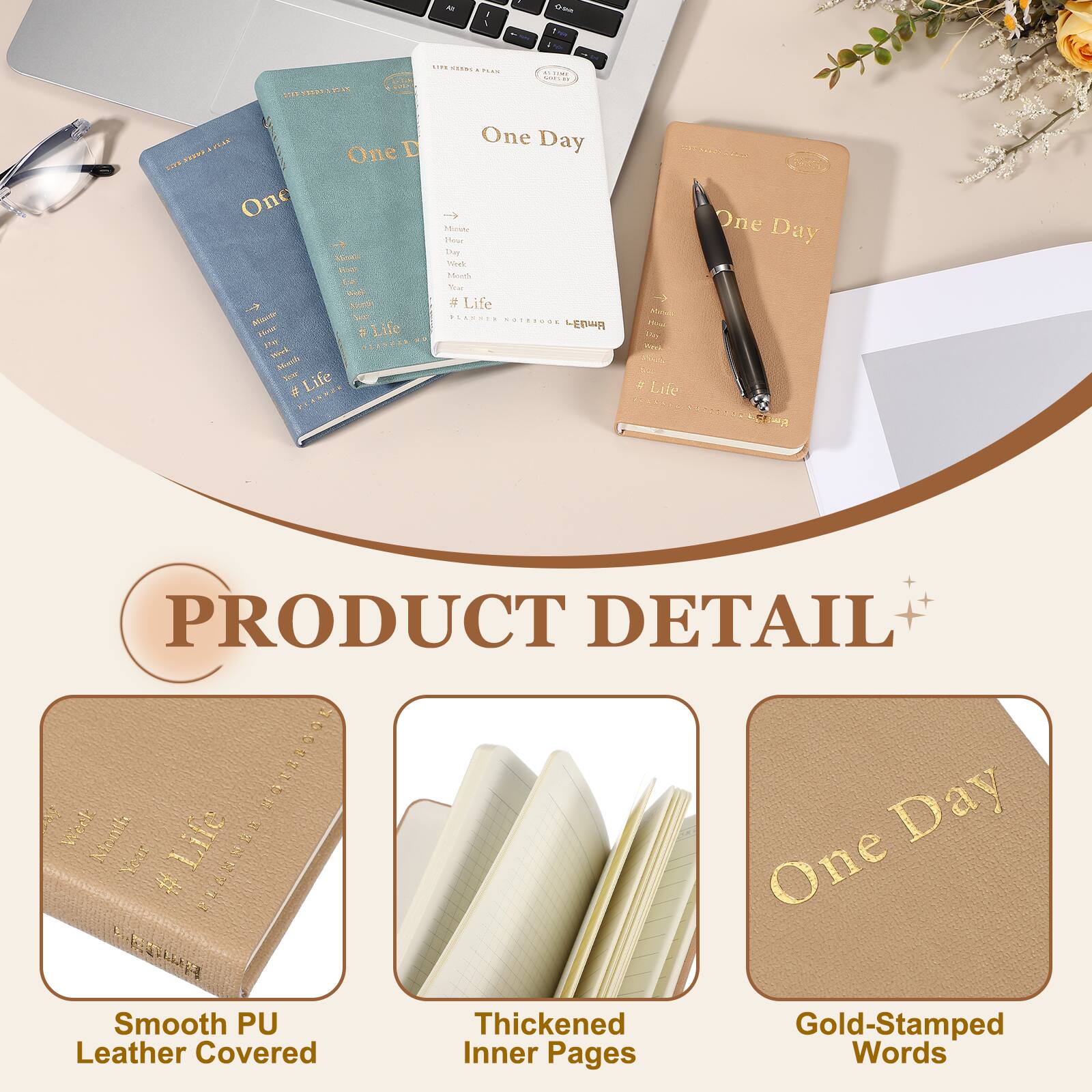 Unique Bargains 2pcs Planner Notebook, 7x3.8 Inch 96 Sheets Undated ...