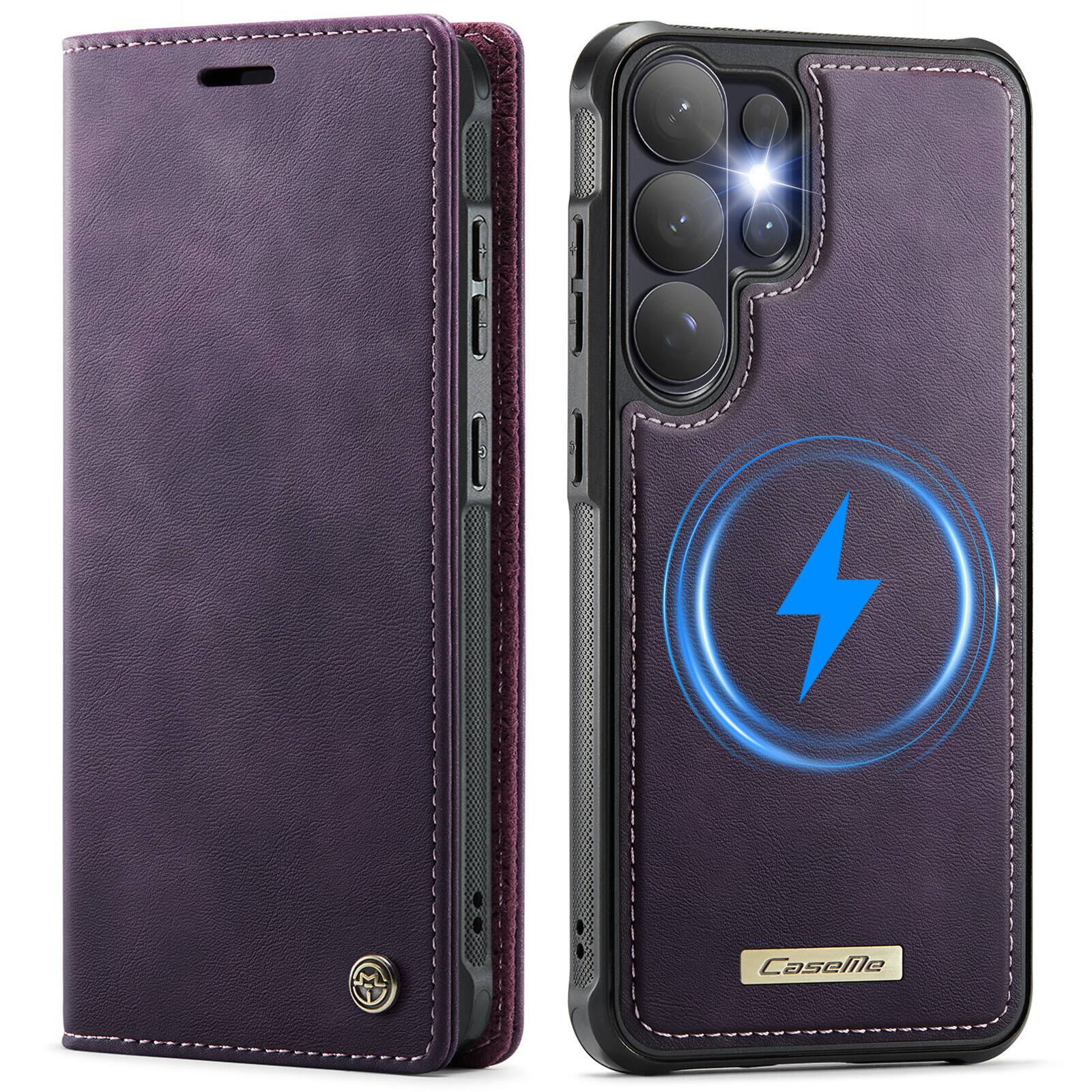 Left. UUCOVER - For Samsung Galaxy S26 Ultra Detachable Magnetic Wallet Case, RFID Card Slots Cash Holder Compatible with MagSafe Cover - Purple.