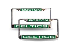 Rico Industries - Boston Celtics NBA Chrome Metal Laser Cut License Plate Frame - Set of 2 Frames - Multi