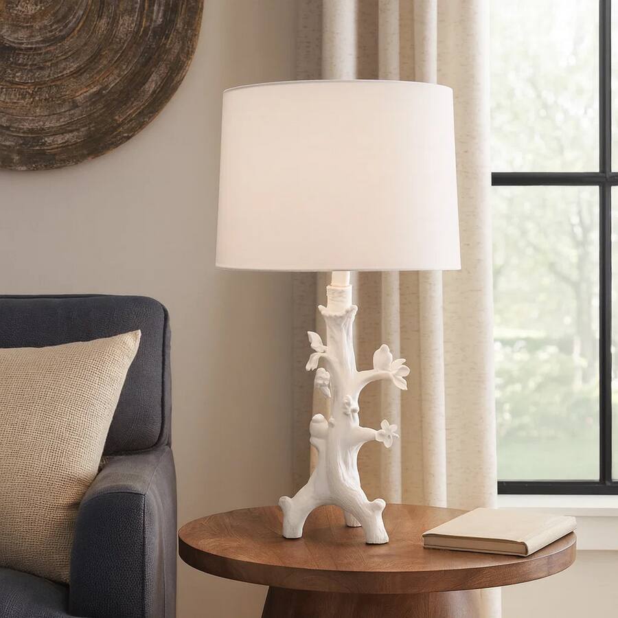 Trunking Base Manhattan Lane Sils Accent Table Lamp, Linen Shade, Trunk Resin Base 28 ...