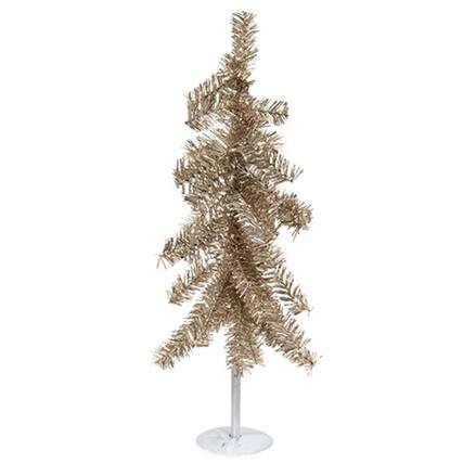Front. BreeBe - Silver Tinsel Christmas Tree on Distressed White Metal Base 20"H - Silver.