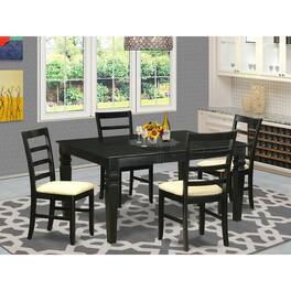 East West Furniture - WEPF5-BLK-C 5 PC small Kitchen Table set - Table and 4 Dining Chairs - Black