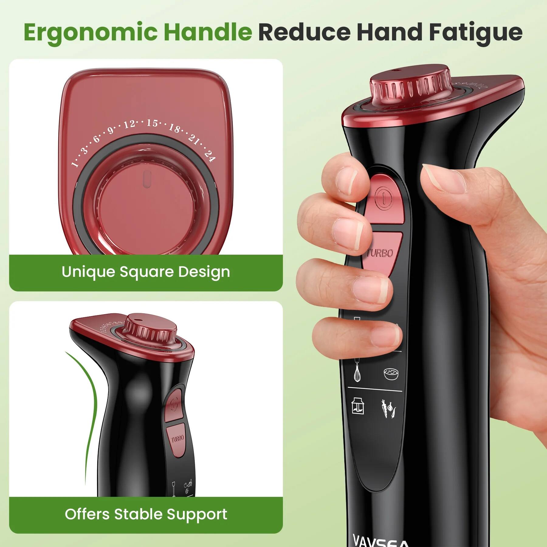Ergonomic Handle Reduce Hand Fatigue

Unique Square Design

Offers Stable Support