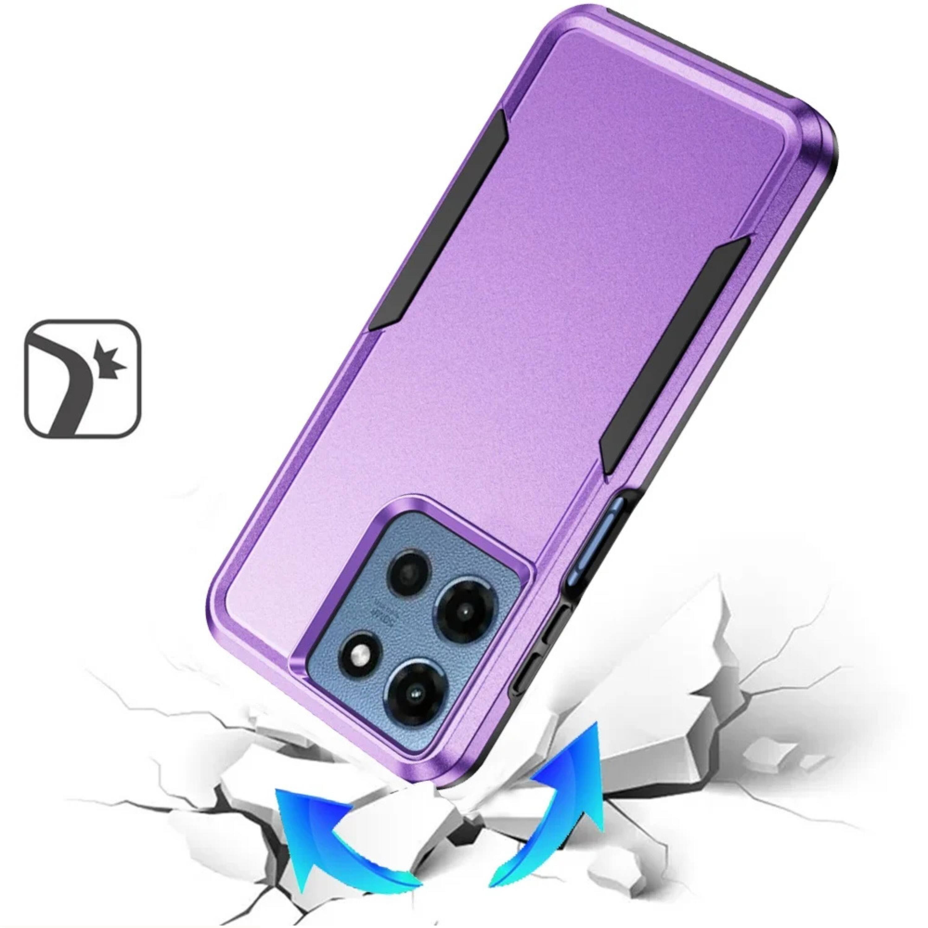 Left. Kitcheniva - Fused Rugged Shockproof Phone Case With Tempered Glass For Moto G 2025/2026/G Play 2026 Purple - Purple.
