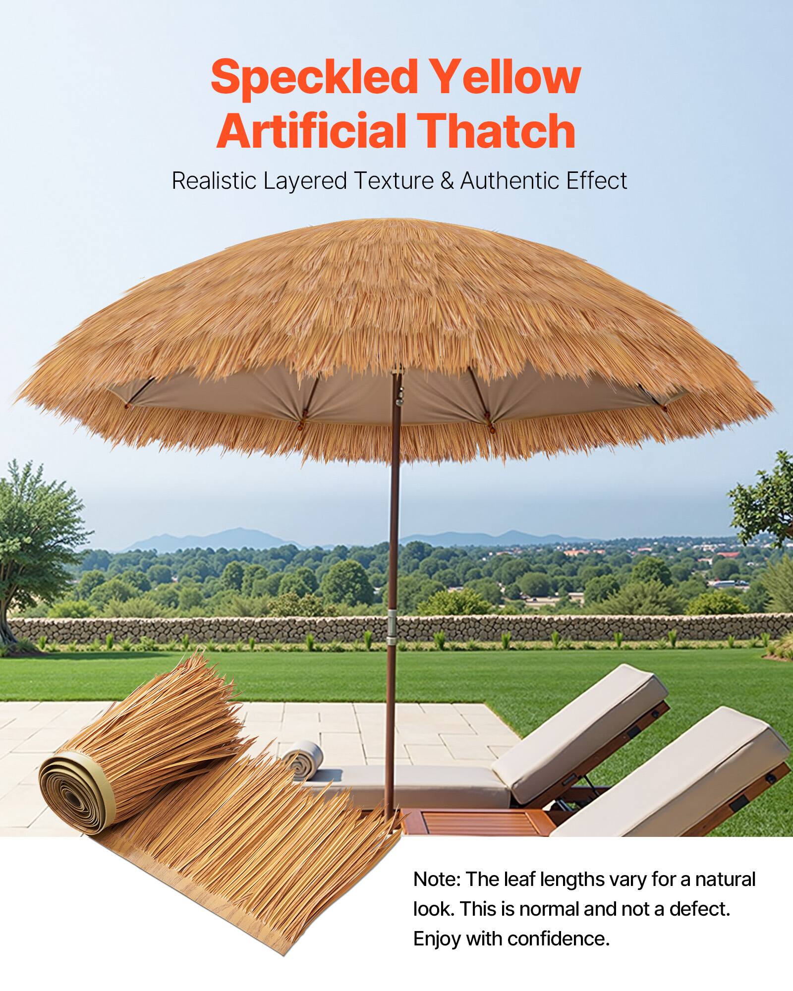 Speckled Yellow Artificial Thatch

Realistic Layered Texture & Authentic Effect

Note: The leaf lengths vary for a natural look. This is normal and not a defect. Enjoy with confidence.