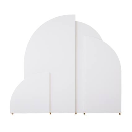 Front. GARVEE - Set of 4 Wedding Arch Cover, Spandex Fitted 2-Sided Backdrop Covers for Arch Stand - WHITE.