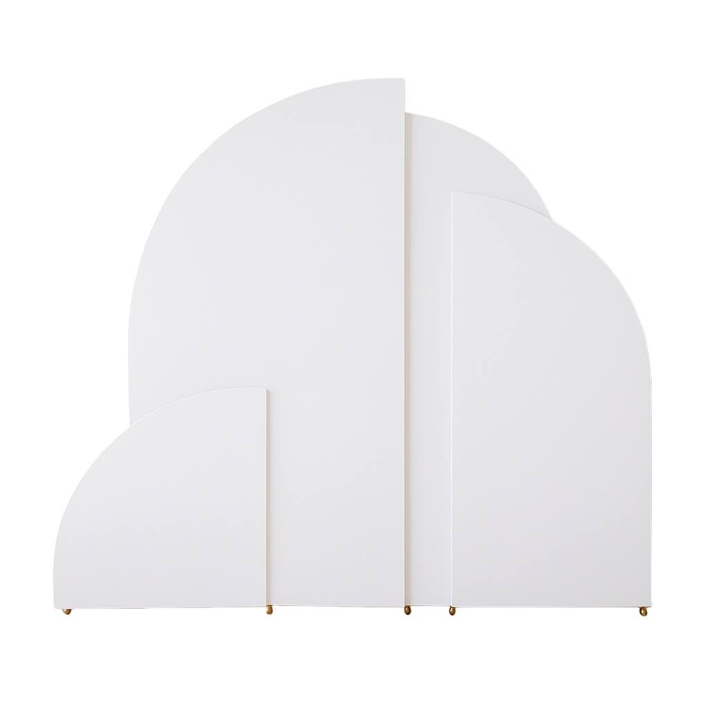 Front. GARVEE - Set of 4 Wedding Arch Cover, Spandex Fitted 2-Sided Backdrop Covers for Arch Stand - WHITE.