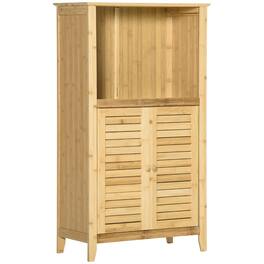 SlickBlue - Freestanding Bathroom Floor Cabinet with Storage Shelves and Doors - Natural