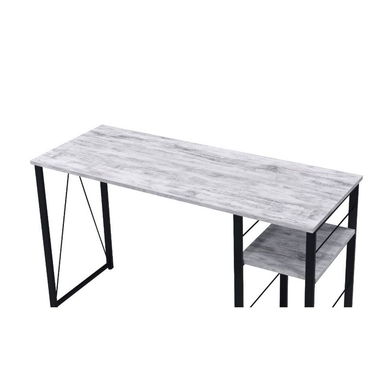 Angle. Manhattan Lane - Writing Desk with Rustic Wood Finish, Antique White and Black - White, Black.