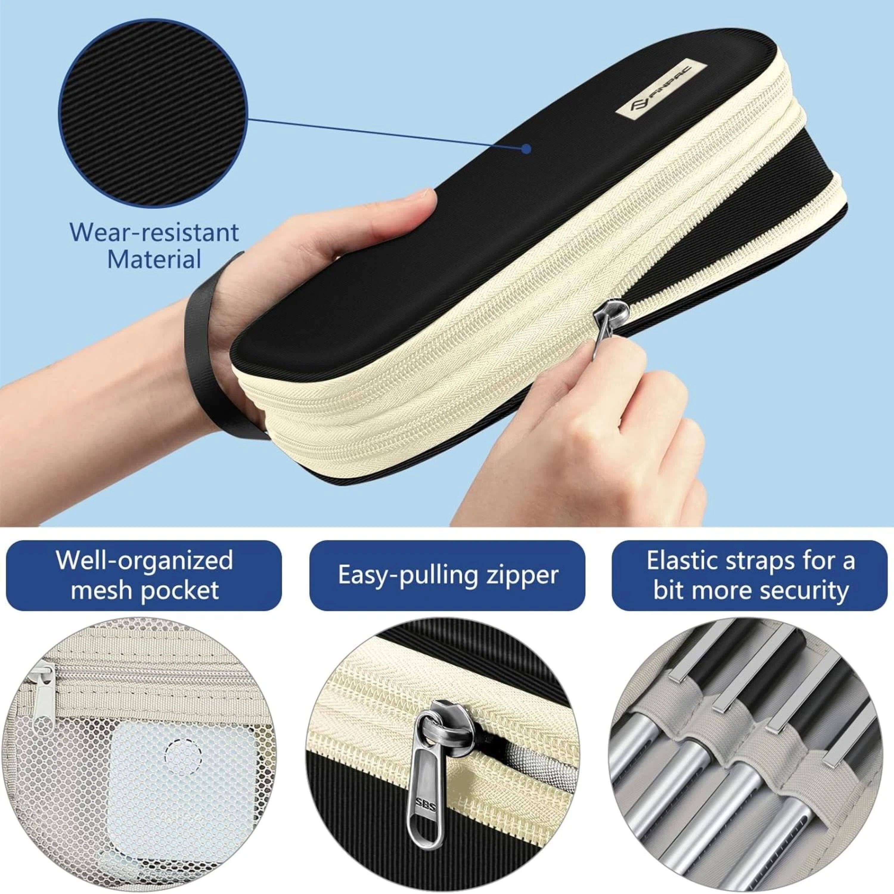 - Wear-resistant Material
- Well-organized mesh pocket
- Easy-pulling zipper
- Elastic straps for a bit more security