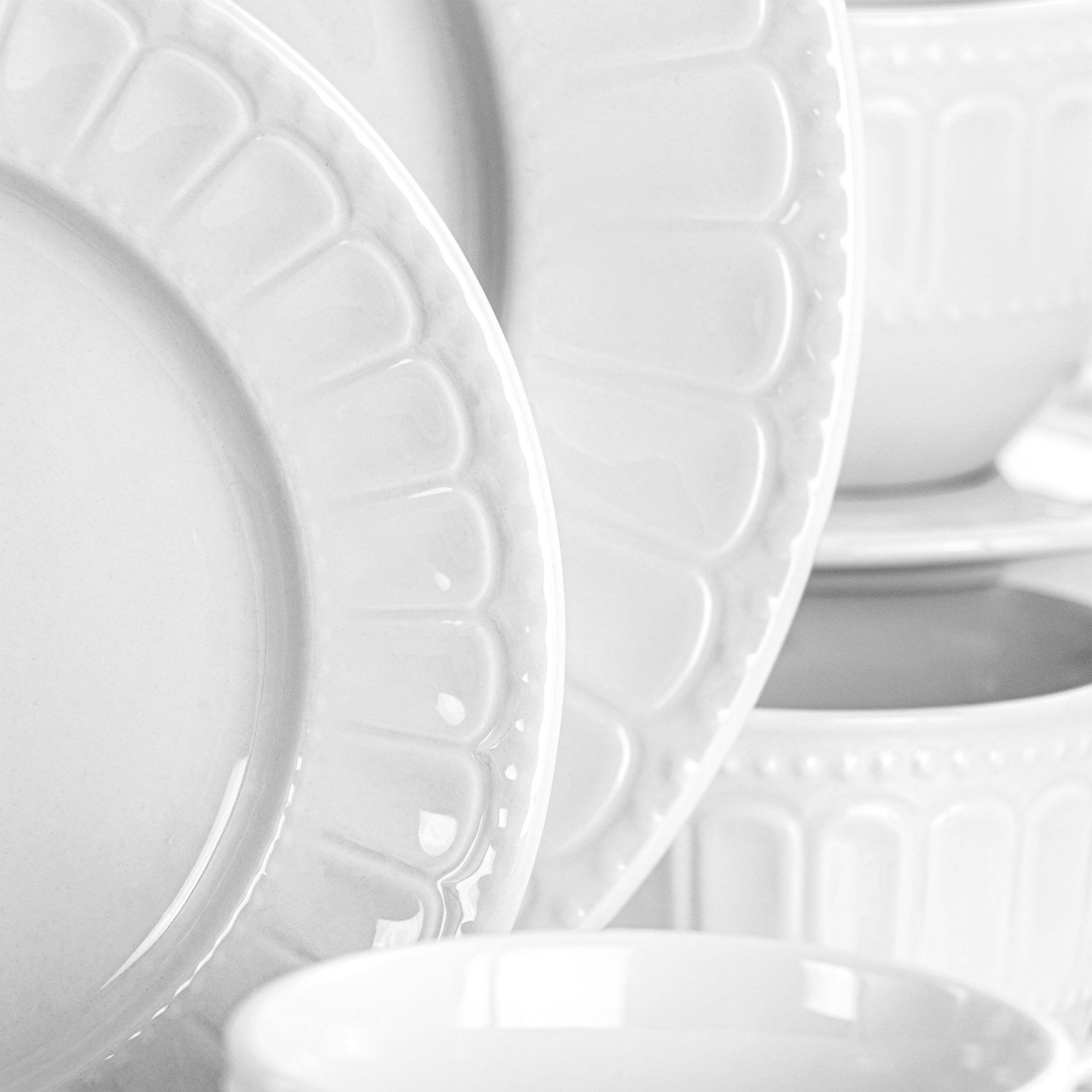 Alt View 7. Elama - Elama Charlotte 20 Piece Porcelain Dinnerware Set in White - White.