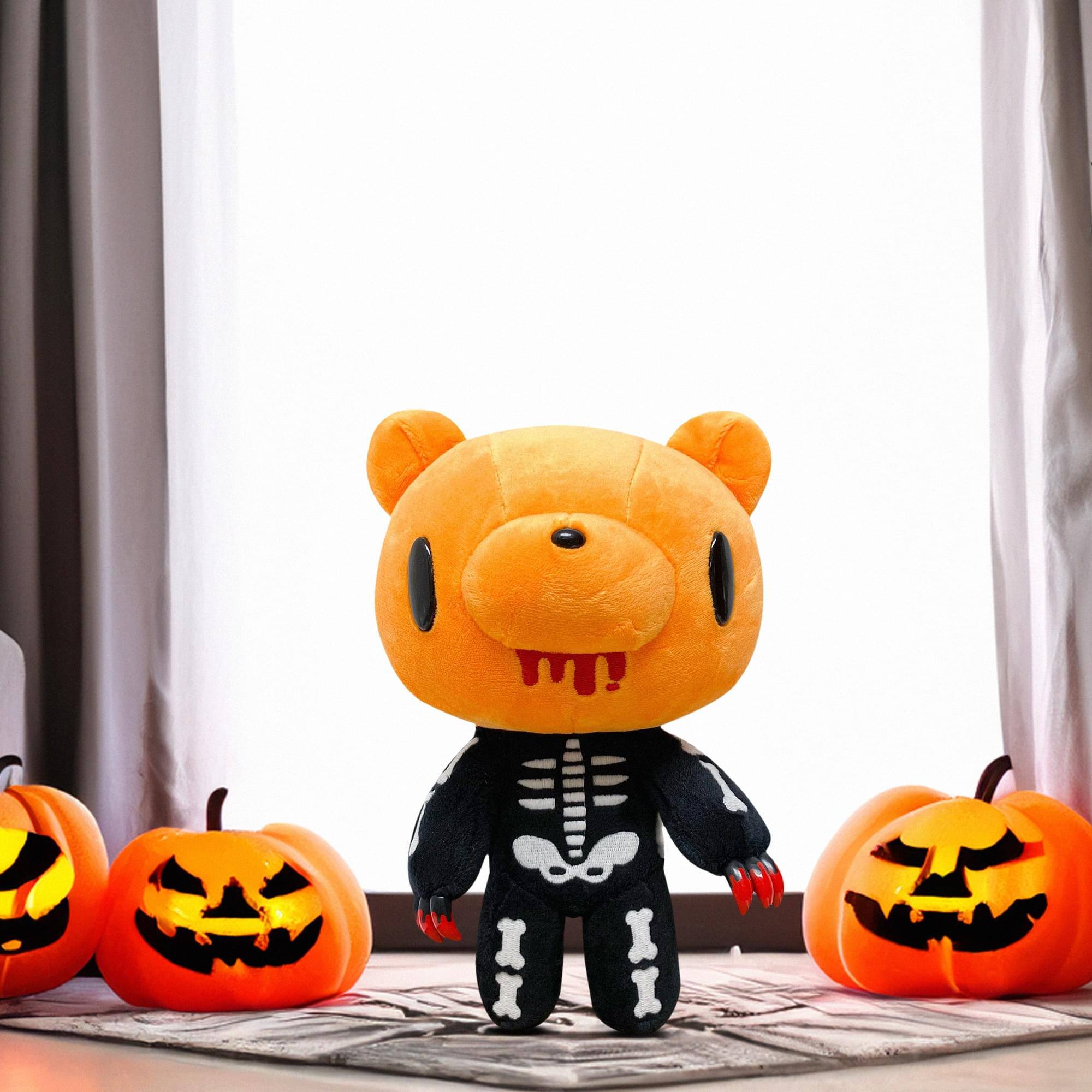 Alt View 2. Great Eastern - Gloomy Bear Bones 8 Inch Collector Plush - Orange.