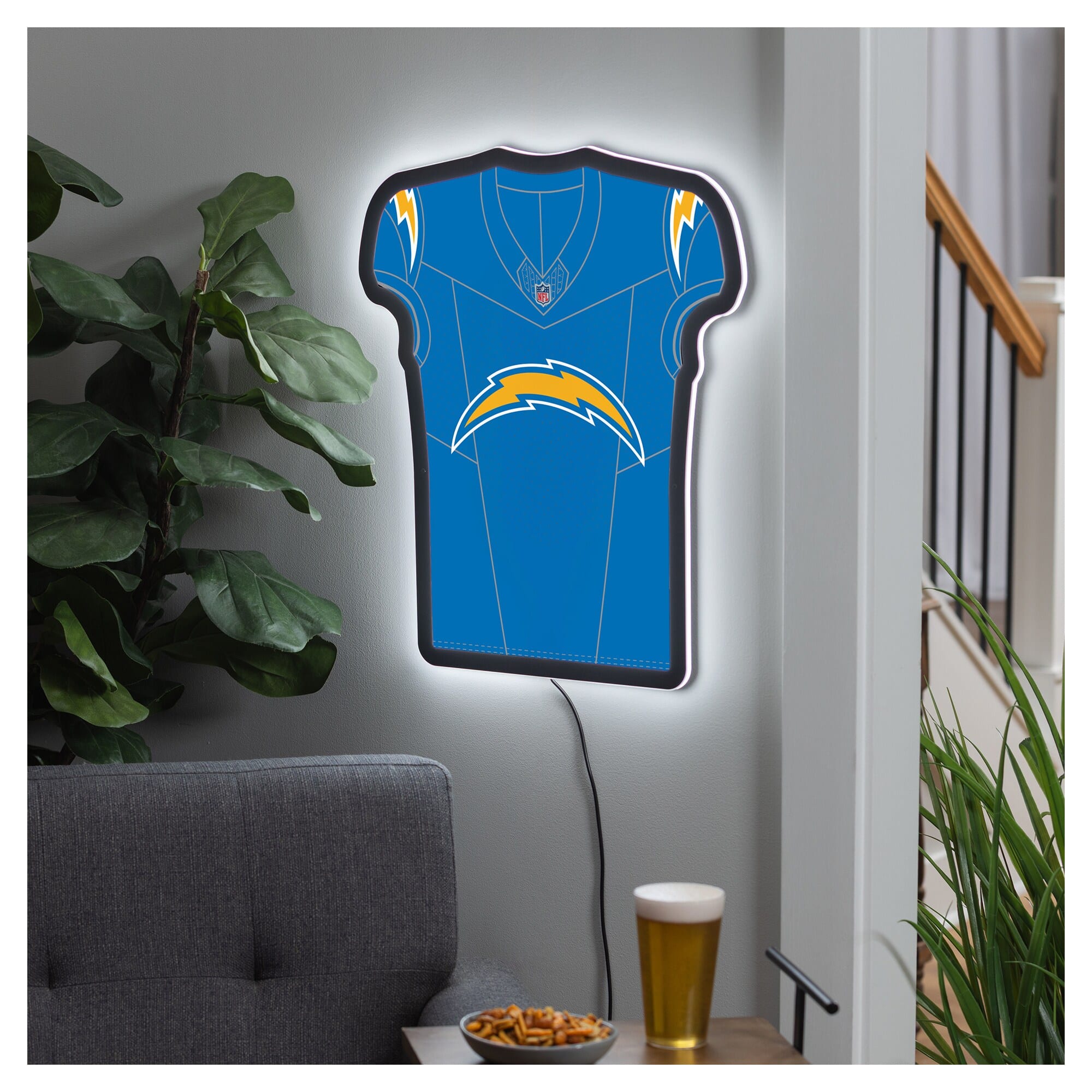 Evergreen Enterprises - Los Angeles Chargers 23" LED Jersey Lighted Wall Sign - Multicolor