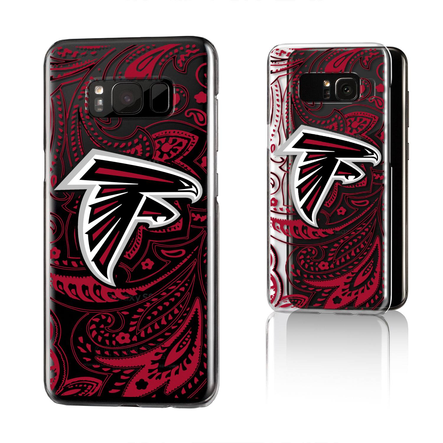 Alt View 3. Keyscaper - Atlanta Falcons Galaxy Clear Paisley Design Case - S23 - Multicolor.