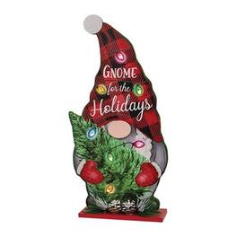 BreeBe - *Gnome For The Holidays Wooden Stand w/LED Lights - Multicolor