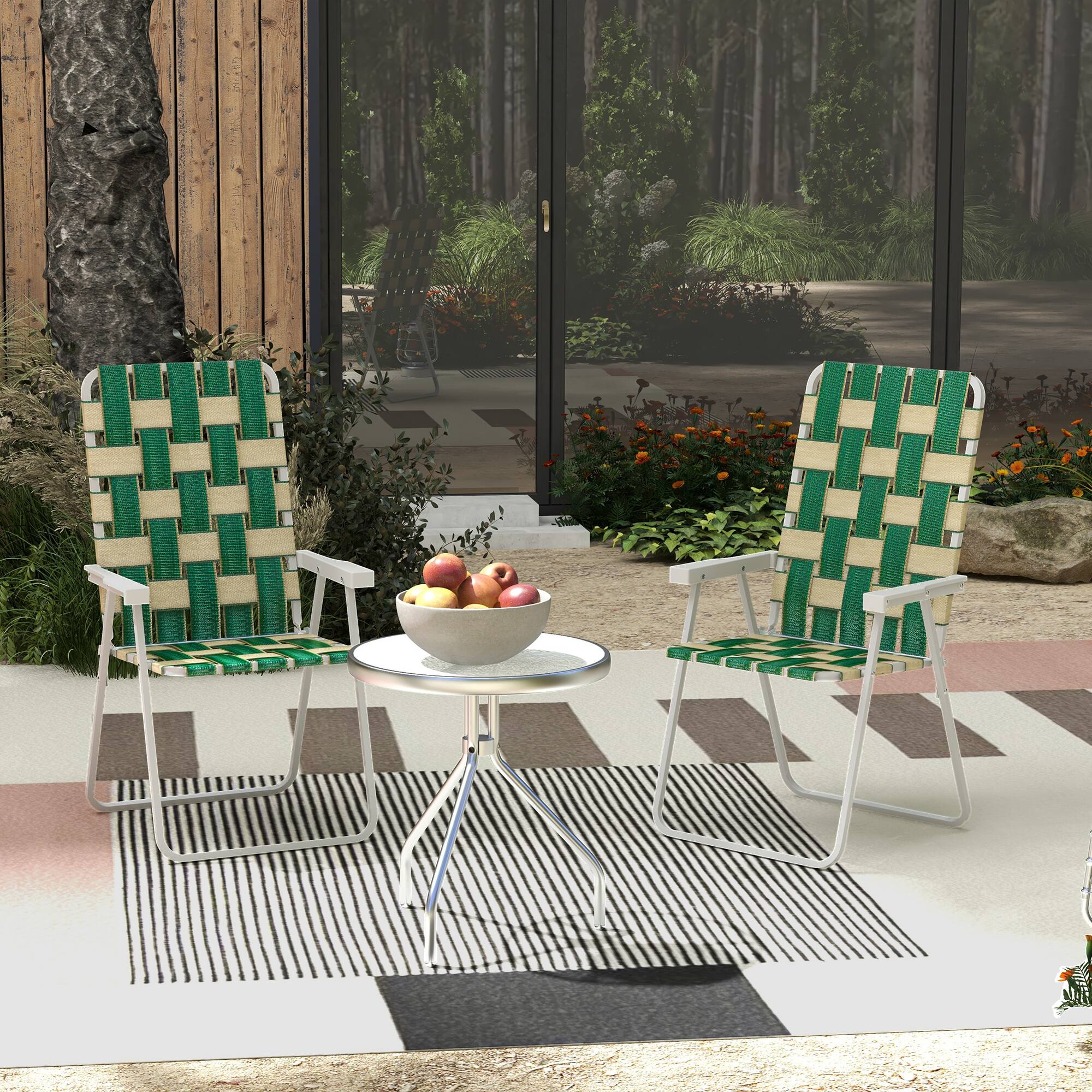 Alt View 1. Outsunny - of 2 Patio Folding Chairs, Classic Outdoor Camping Chairs - Green.