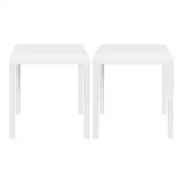 WestinTrends - Playa Plastic Modern Outdoor Patio Accent Side Tables (Set of 2) - White