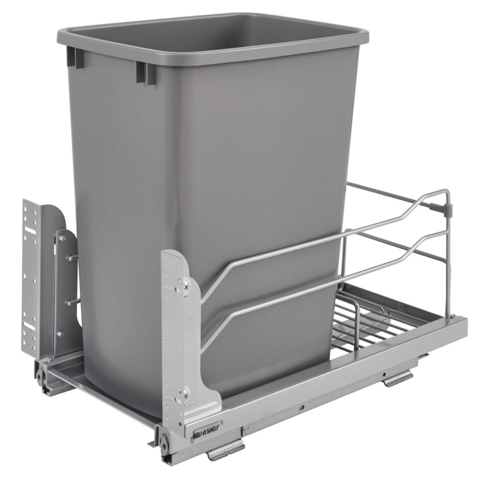 Front. Rev-A-Shelf - Rev-A-Shelf Pullout Kitchen Trash Can 35 qt. with Soft-close, 53WC-1535SCDM-117 - Silver.