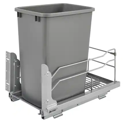 Front. Rev-A-Shelf - Rev-A-Shelf Pullout Kitchen Trash Can 35 qt. with Soft-close, 53WC-1535SCDM-117 - Silver.