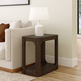 Plank+Beam - Modern Rounded Rectangular Side Table with Shelf (25in x 15in / 630mm x 375mm) - Walnut