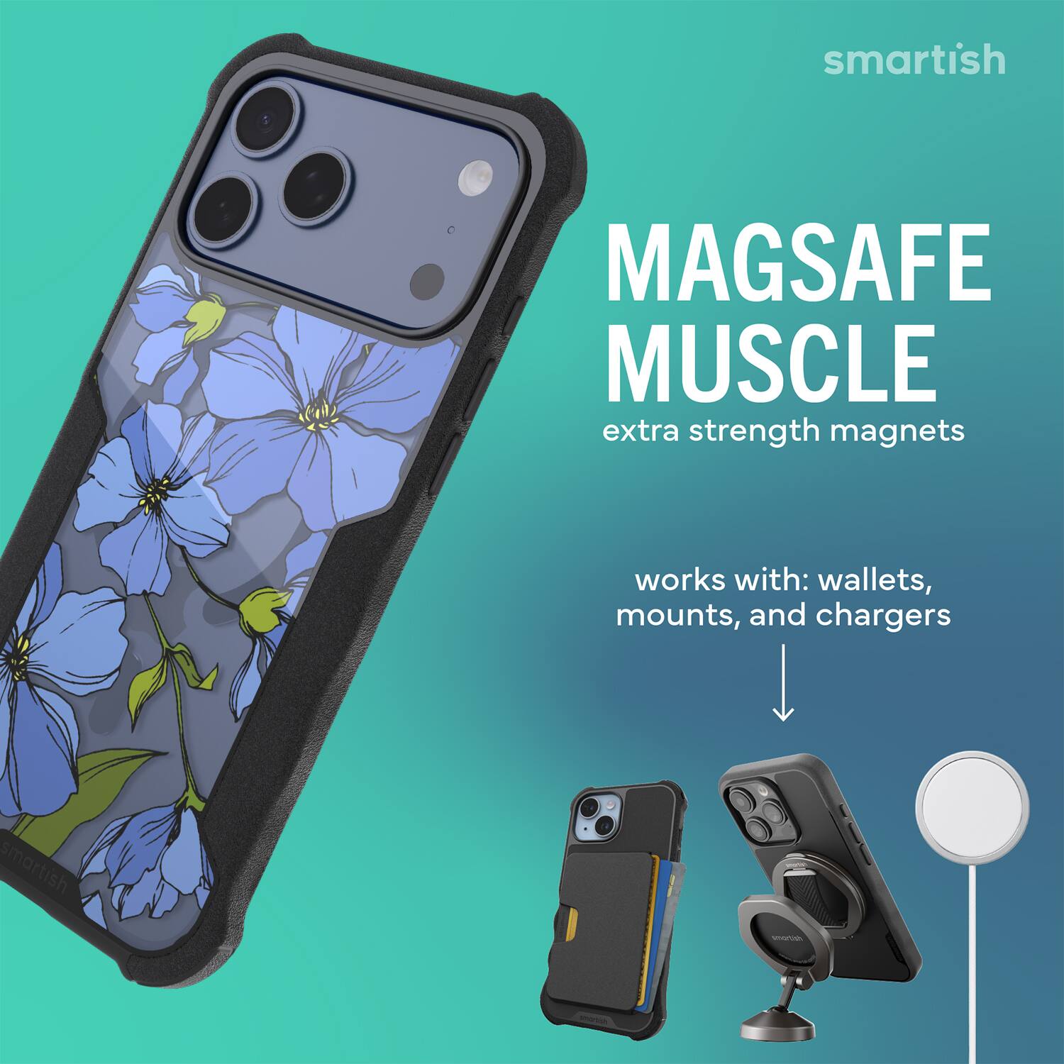 smartish MAGSAFE MUSCLE extra strength magnets works with: wallets, mounts, and chargers smartish