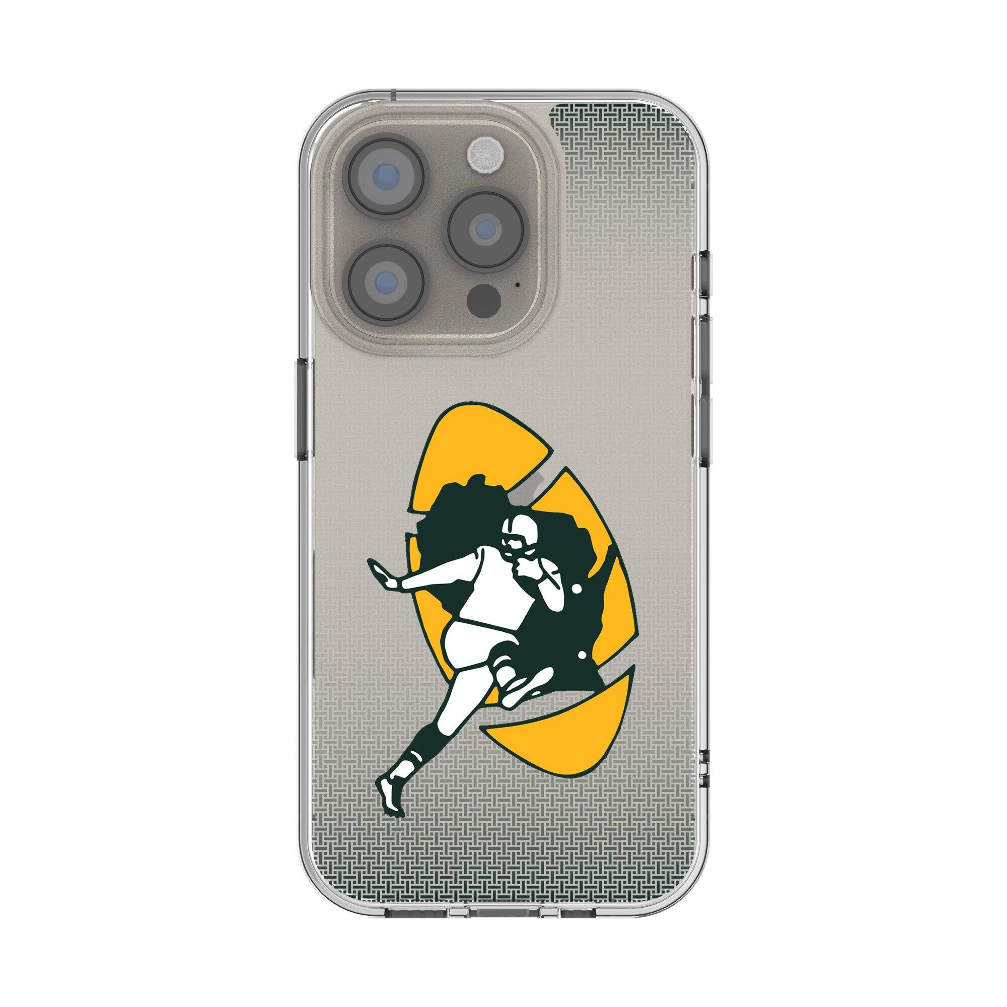 Front. Keyscaper - Green Bay Packers Linen Logo iPhone Clear Case - 15 Pro Max - Multicolor.