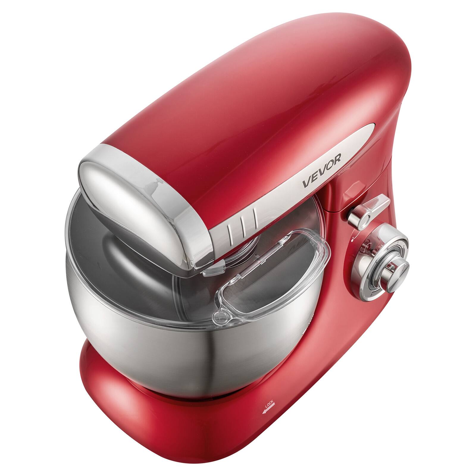 Alt View 5. VEVOR - 7.4 Qt Tilt Head Stand Mixer 500W Electric Dough Mixer, 6 Speeds with Pulse Food Kitchen Mixer with Stainless Steel Bowl - Red;Silver.