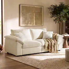 ModernMate - 86.22" W 2-Seat Chenille Cloud Down-Blend Modular Sectional Loveseat for Living Room - Beige Loveseat