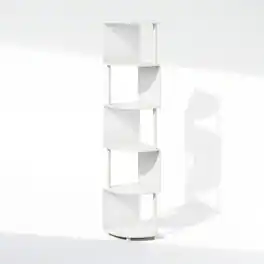 Furinno - Basic 5-Tier Zigzag Corner Multipurpose Standing Shelf - White