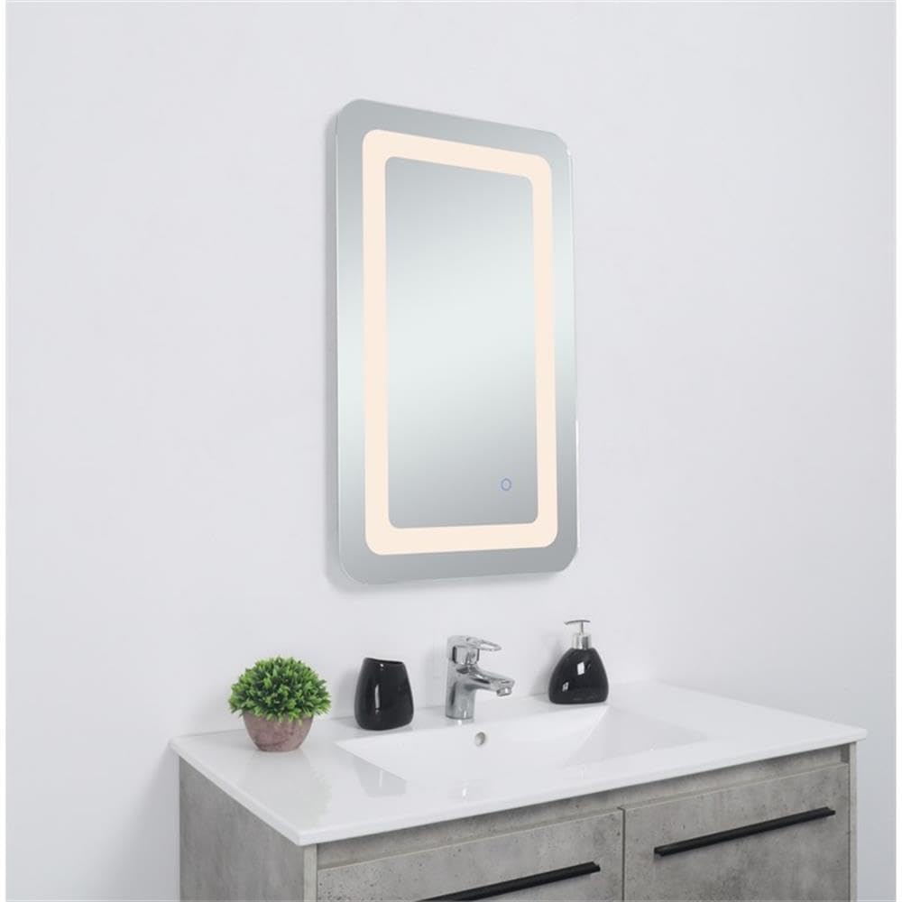 Alt View 2. Elegant Decor - Genesis 27in x 30in soft edge LED mirror - Glossy White.