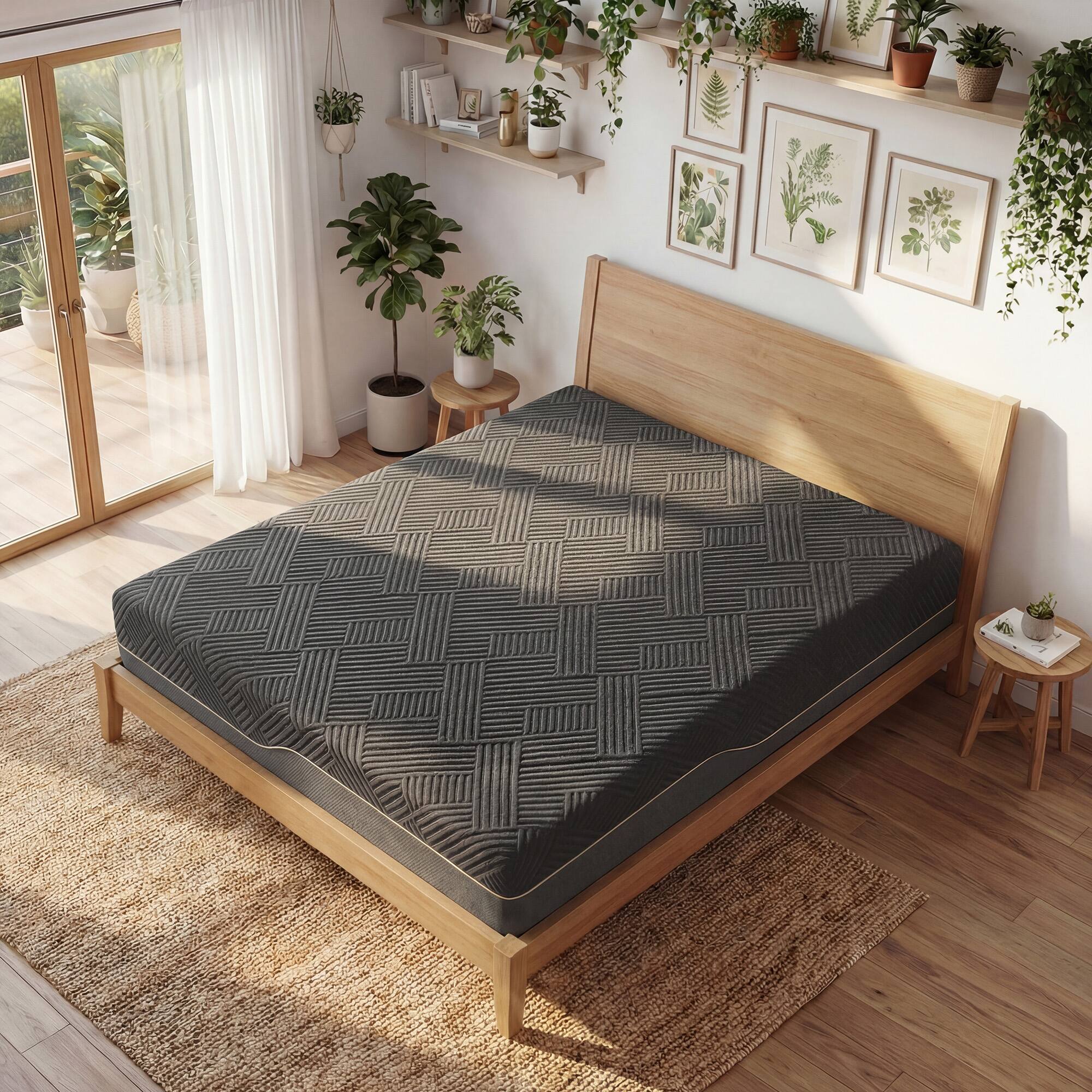 Alt View 2. Dyonery - Dyonery Extra Firm Memory Foam Mattress-Queen Size 12 Inch Cooling Green Tea Gel Foam, Removable Fiberglass-Free Cover - GRAY.